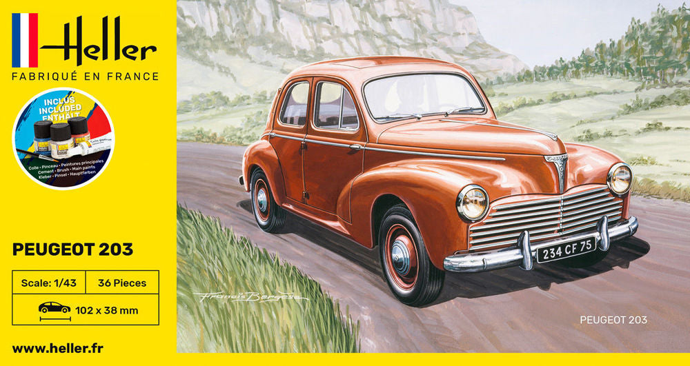 Heller Starter Kit Peugeot 203 maquette voiture 1/43 complète