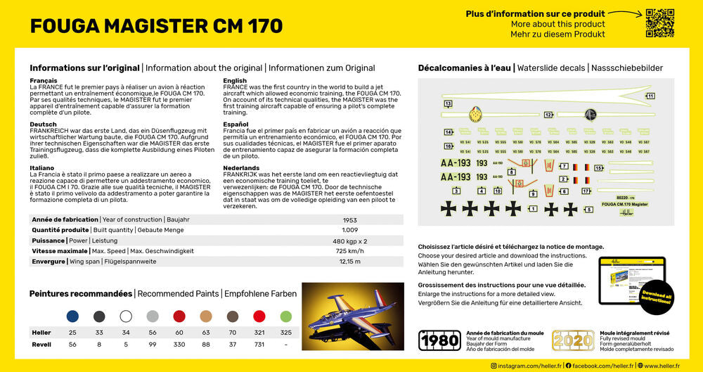 Heller Starter Kit Fouga Magister CM 170 1/72 maquette avion