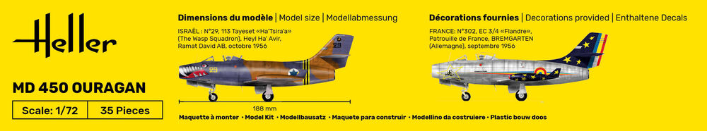 Heller The 9.99 MD 450 Ouragan maquette avion 1/72 chasse