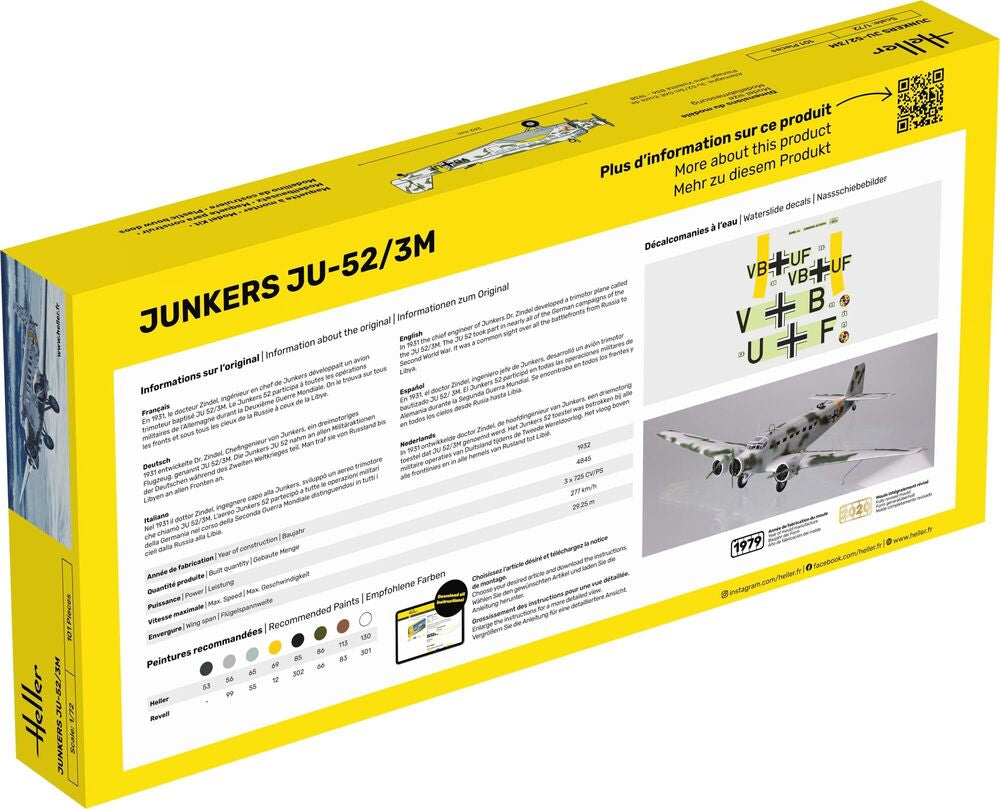 Heller Starter Kit Ju-52/3m maquette avion 1/72 complète