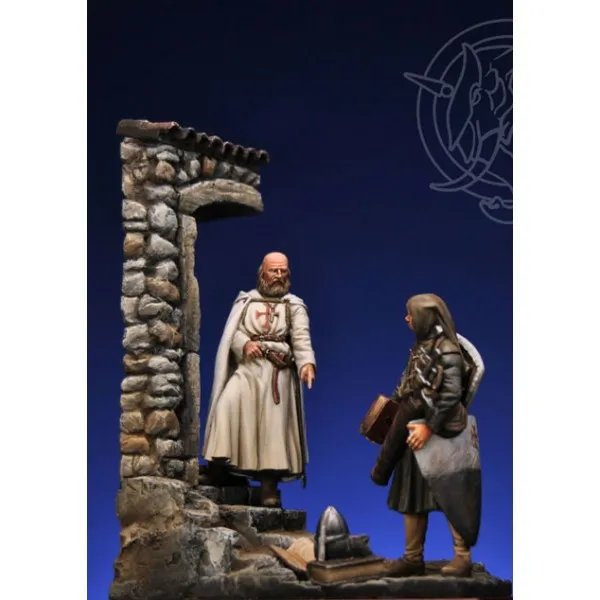 Art Girona Miniatures Commandeur Templier figurine 2 personnages