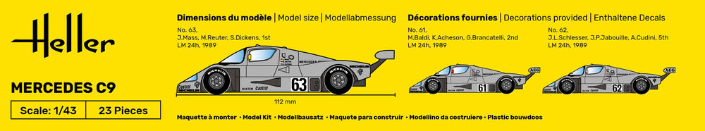 Heller The 9.99 Mercedes C9 1/43 maquette voiture Le Mans