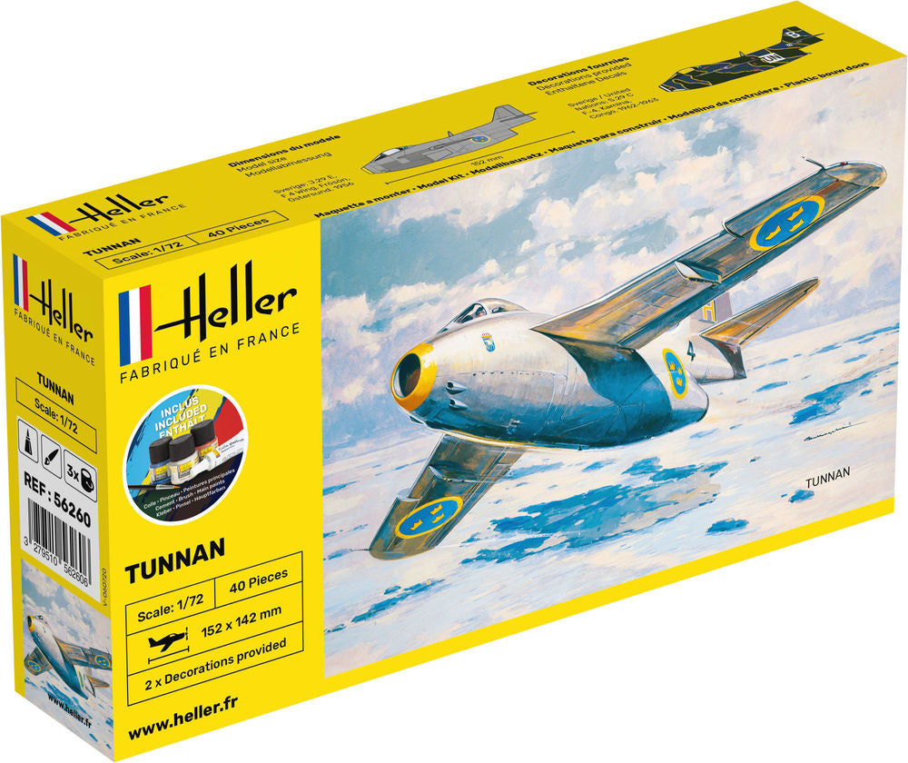 Heller Starter Kit Tunnan 1/72 maquette avion suédois
