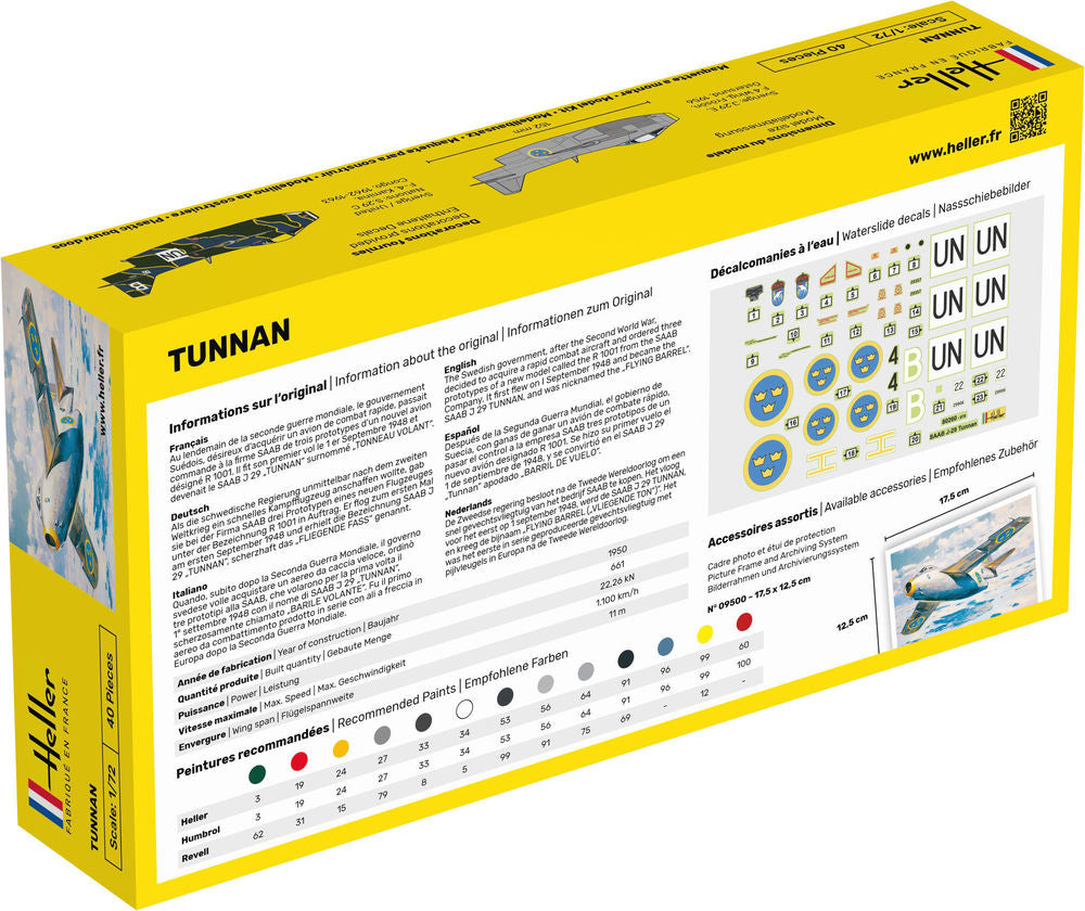 Heller Starter Kit Tunnan 1/72 maquette avion suédois