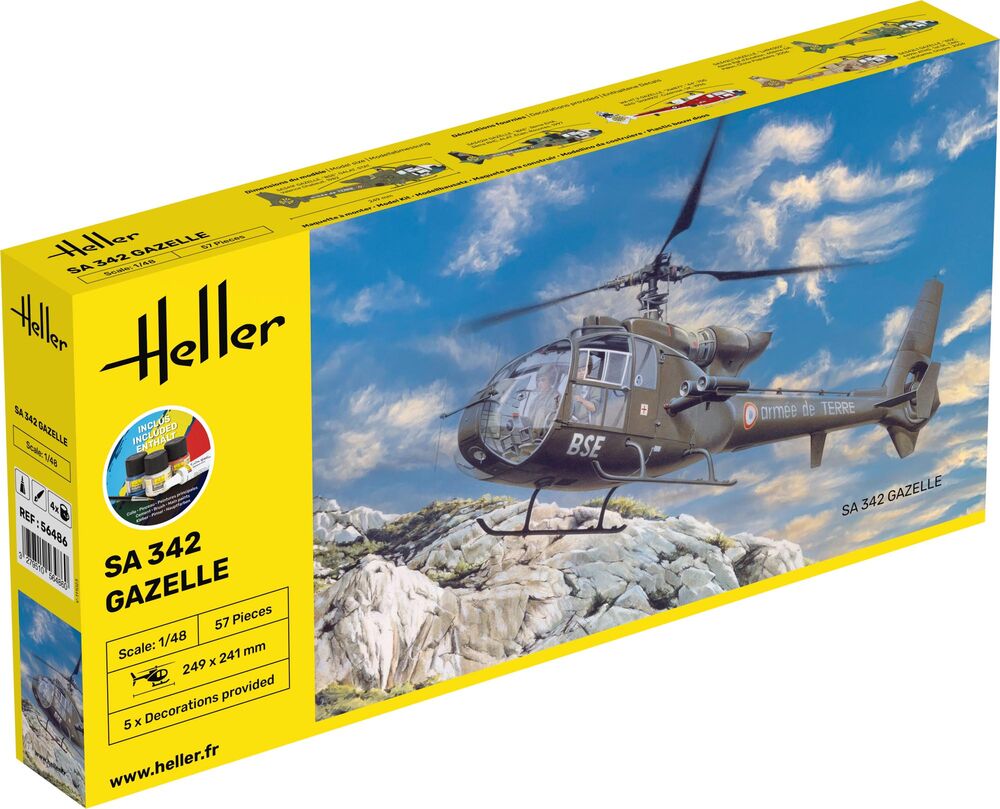 Heller Starter Kit SA 342 Gazelle 1/48 maquette hélicoptère