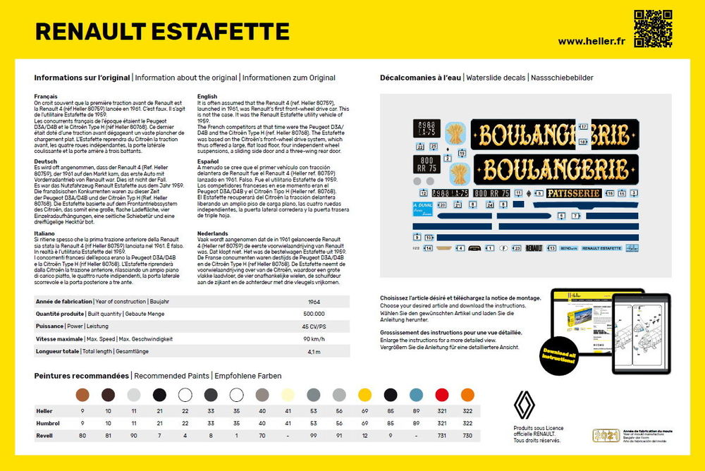 Heller Historical Collection Renault Estafette maquette voiture 1/24