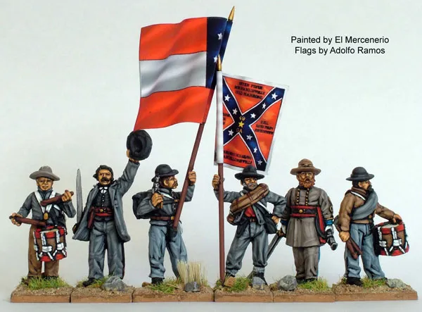 Perry ACW39 figurines infanterie confédérée commandement 28mm
