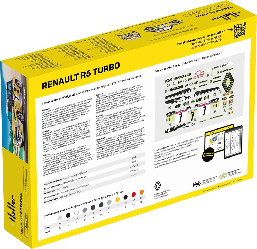 Heller Renault R5 Turbo Historical maquette voiture 1/24