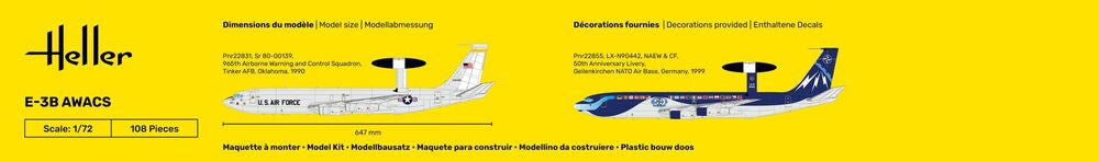 Heller Starter Kit E-3B Awacs maquette avion 1/72 complète