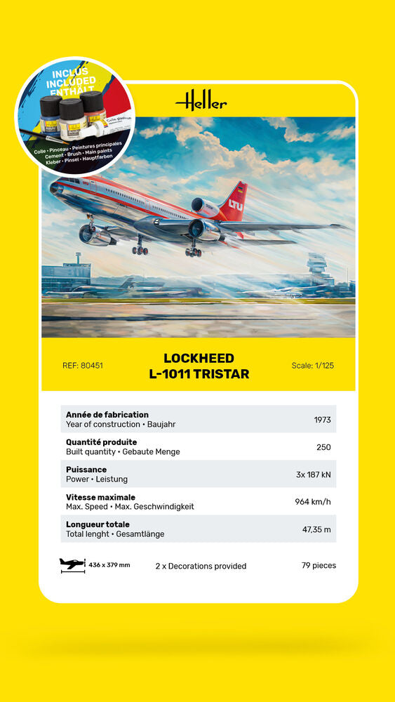 Heller Starter Kit L-1011 TriStar 1/125 maquette avion