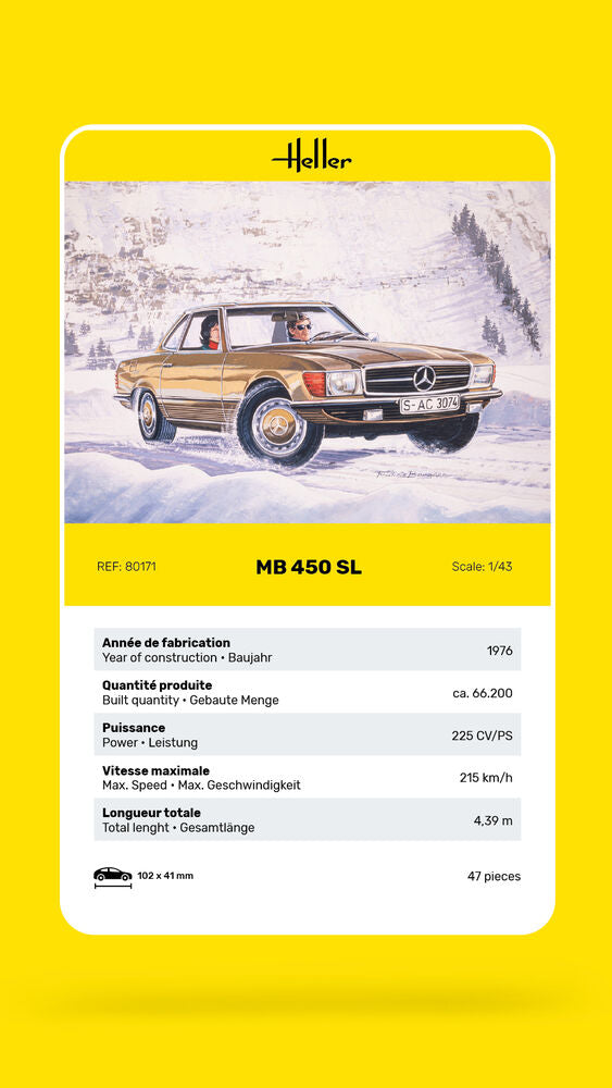 Heller 9.99 MB 450 SL 1/43 maquette voiture cabriolet