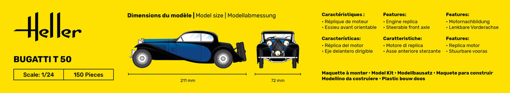 Heller Historical Collection Bugatti T50 1/24 maquette voiture