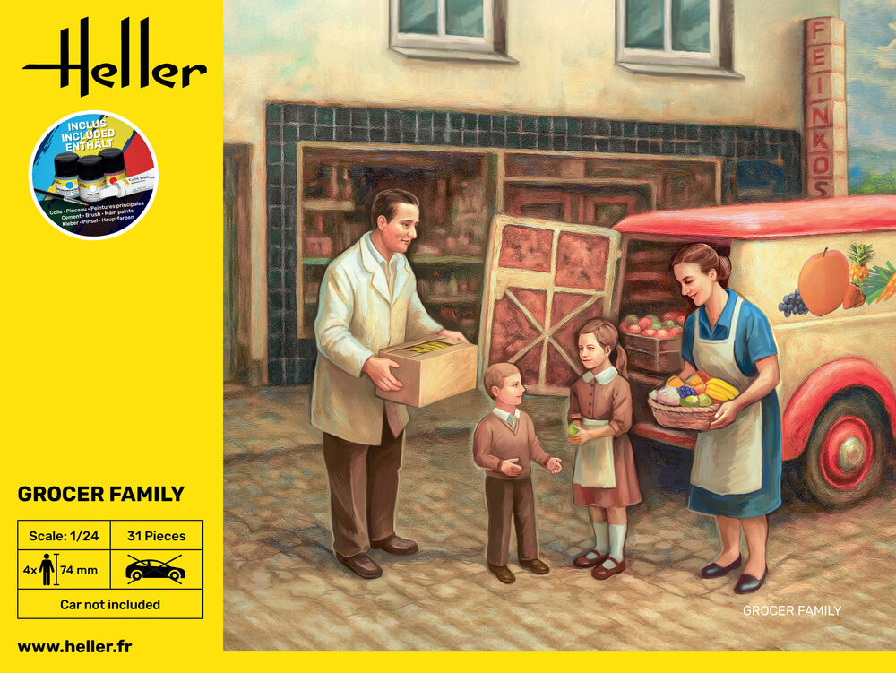 Heller Starter Kit Famille d'épiciers 1/24 figurines plastique