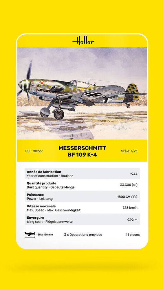 Heller The 9.99 Messerschmitt Bf 109 K-4 maquette avion 1/72