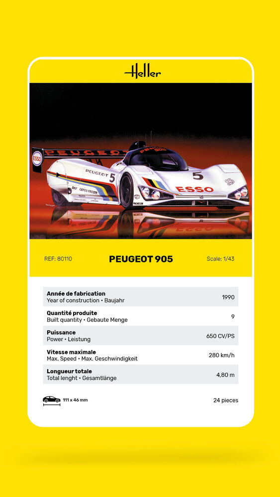 Heller The 9.99 Peugeot 905 1/43 maquette voiture endurance