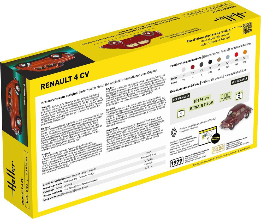 Heller Starter Kit Renault 4 CV maquette 1/43 complète