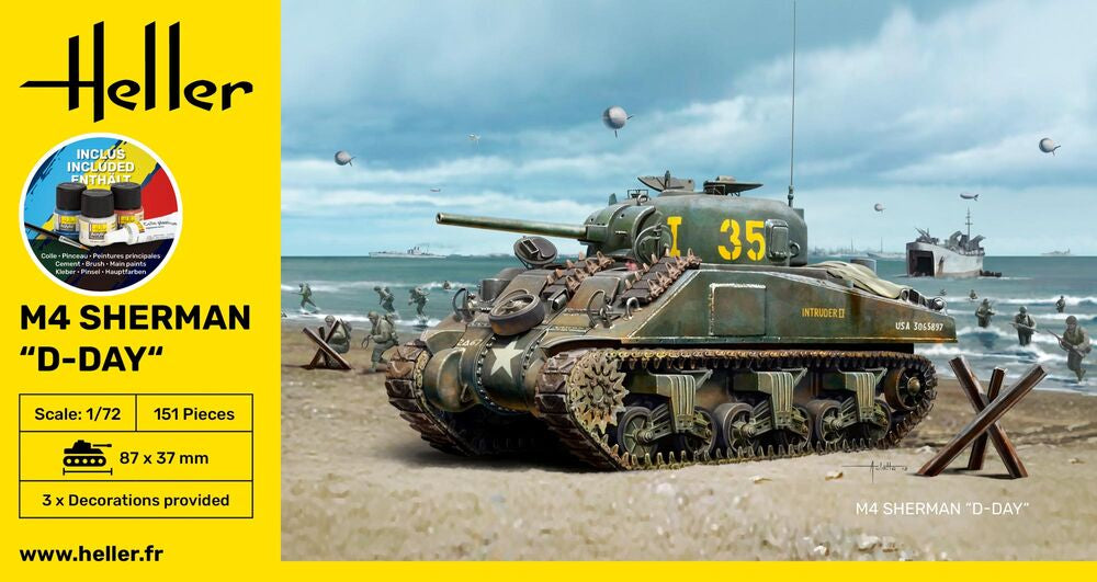 Heller Starter Kit M4 Sherman D-Day 1/72 maquette char