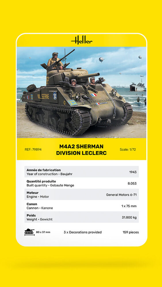 Heller The 9.99 M4A2 Sherman Division Leclerc 1/72 char