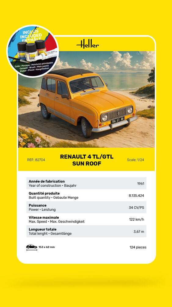 Heller Starter Kit Renault 4 TL/GTL maquette 1/24 toit ouvrant