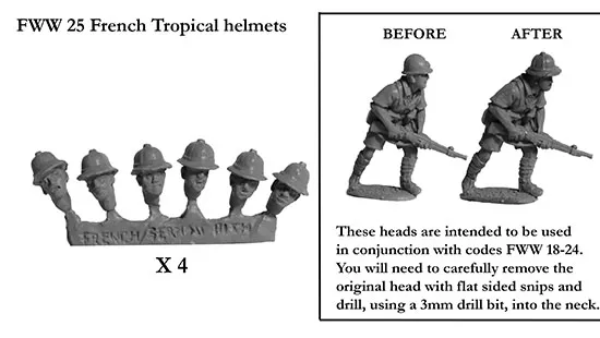 Perry Miniatures FWW25 casques tropicaux têtes conversion