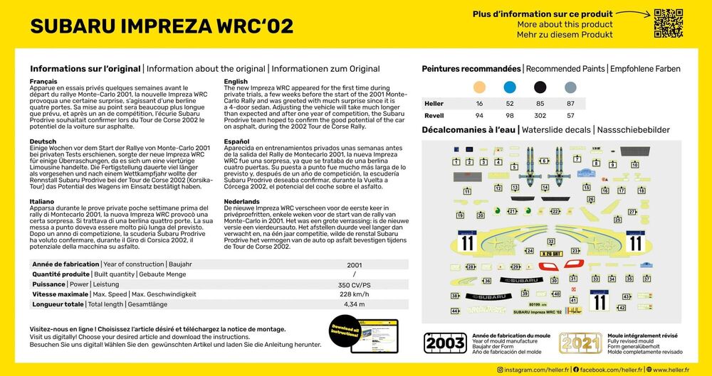 Heller Starter Kit Impreza WRC'02 maquette 1/43