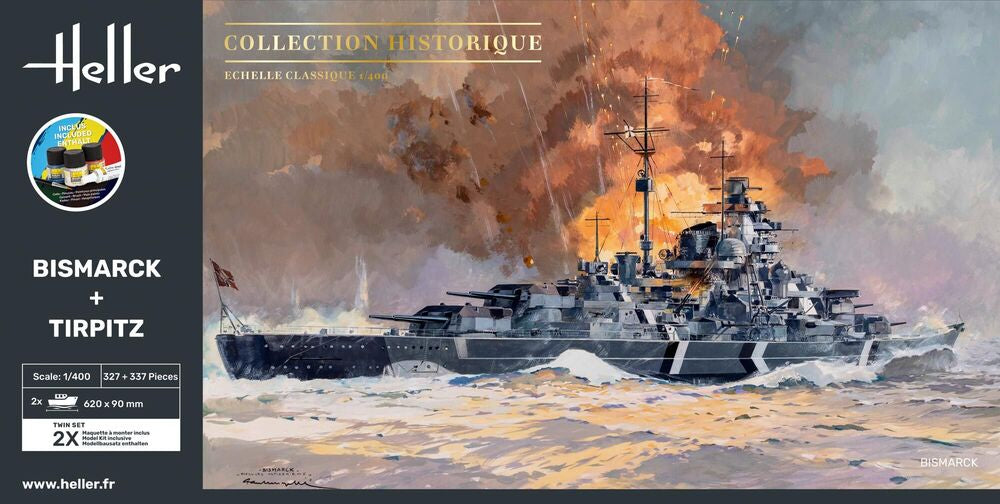 Heller Twinset Bismarck + Tirpitz maquette bateau 1/400