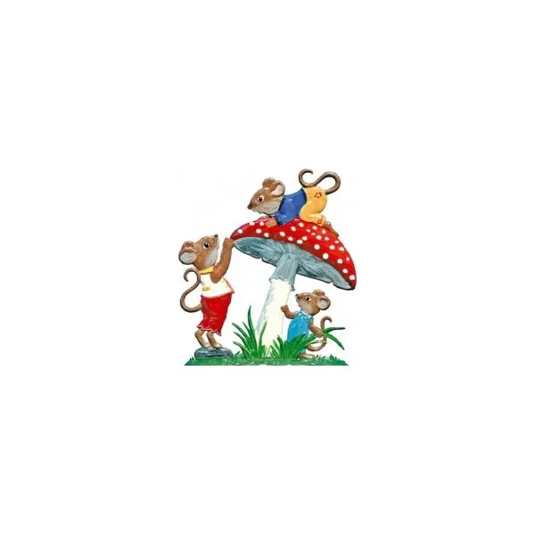 ART GIRONA Miniatures Mouse playing on mushroom figurine souris