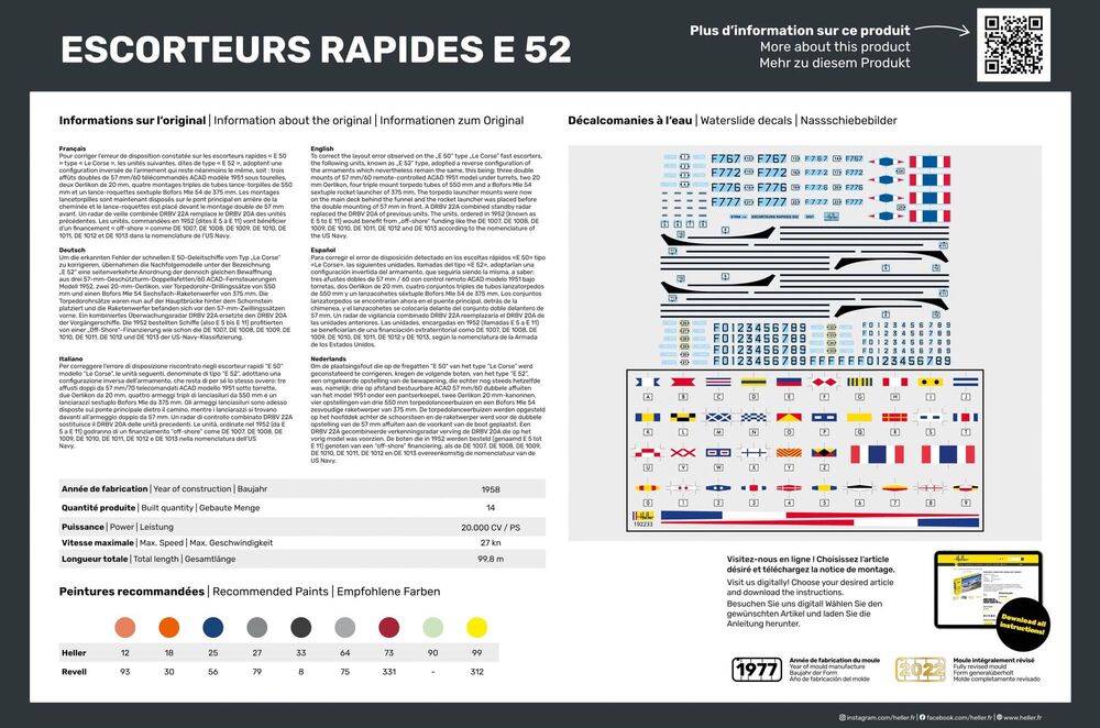 Heller Historical Collection Escorteurs Rapides E52 maquette bateau 1/400