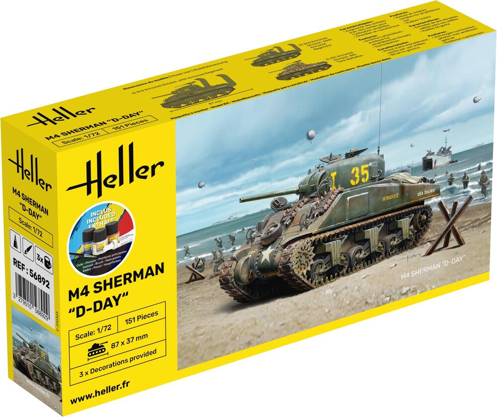 Heller Starter Kit M4 Sherman D-Day 1/72 maquette char
