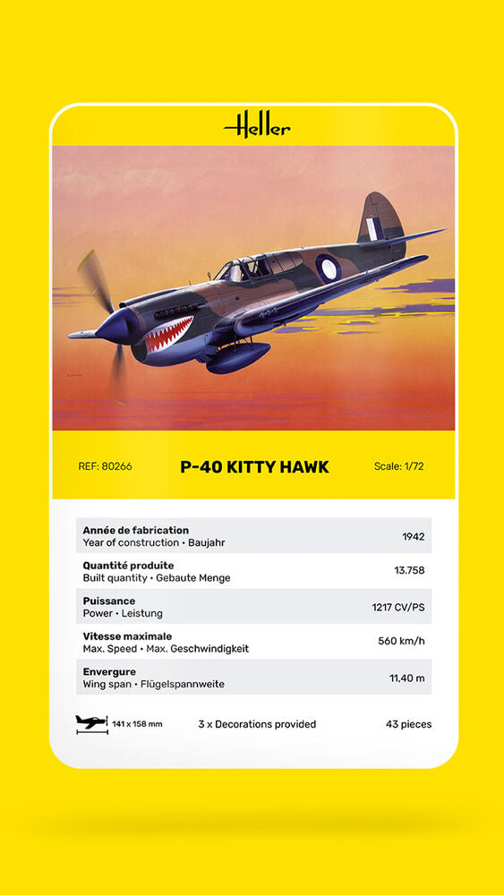 Heller P-40 Kitty Hawk 1/72 maquette avion militaire