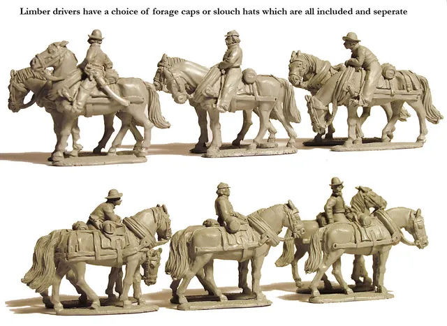Perry ACW 71 attelage artillerie figurines 28mm chevaux cochers