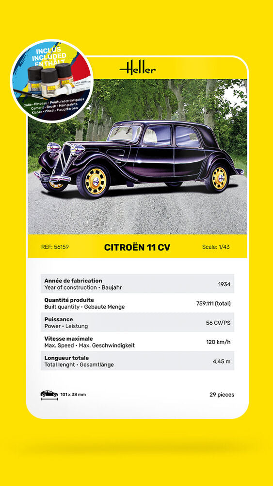 Heller Starter Citroen 11 CV Maquette Voiture 1/43 kit complet