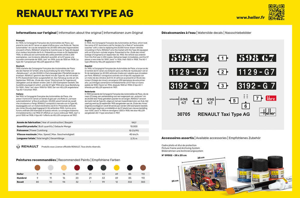 Heller Historical Collection Renault Taxi Type AG maquette 1/24