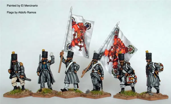 Perry Miniatures Carlist War ISA27 Infantry command figurines capotes