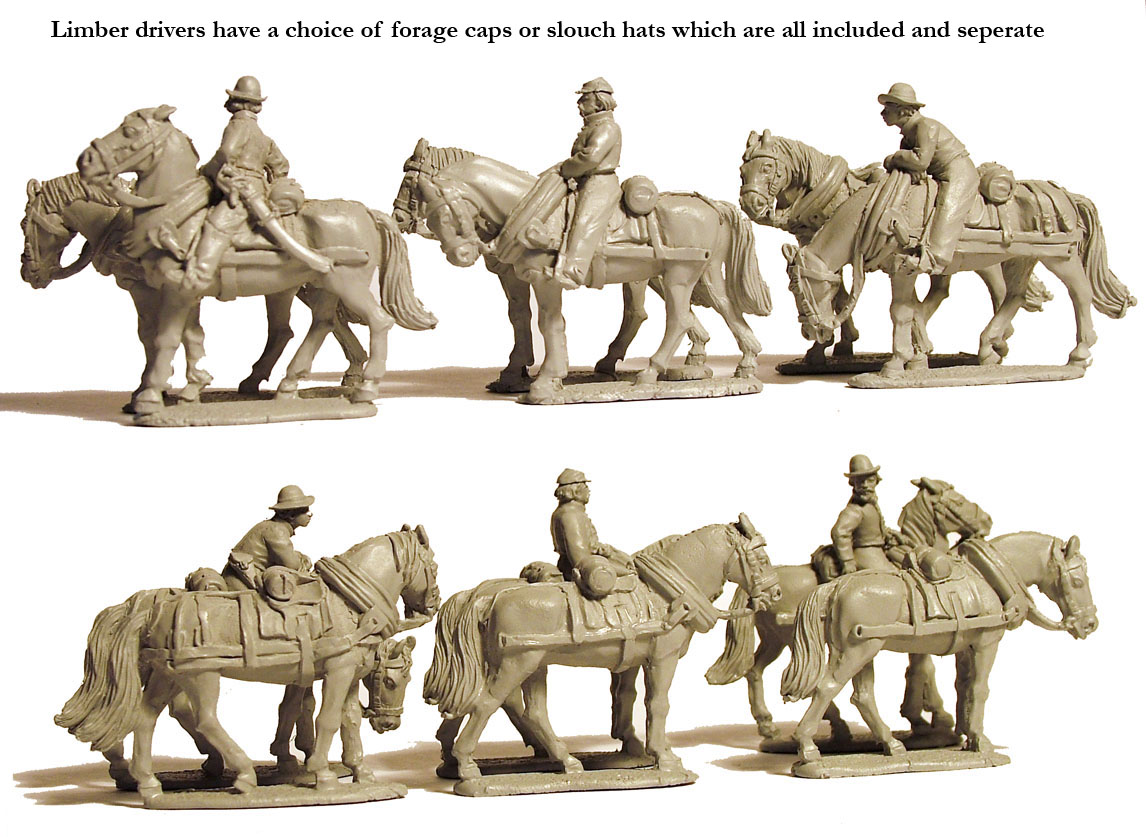 Perry ACW 71 attelage artillerie figurines 28mm chevaux cochers