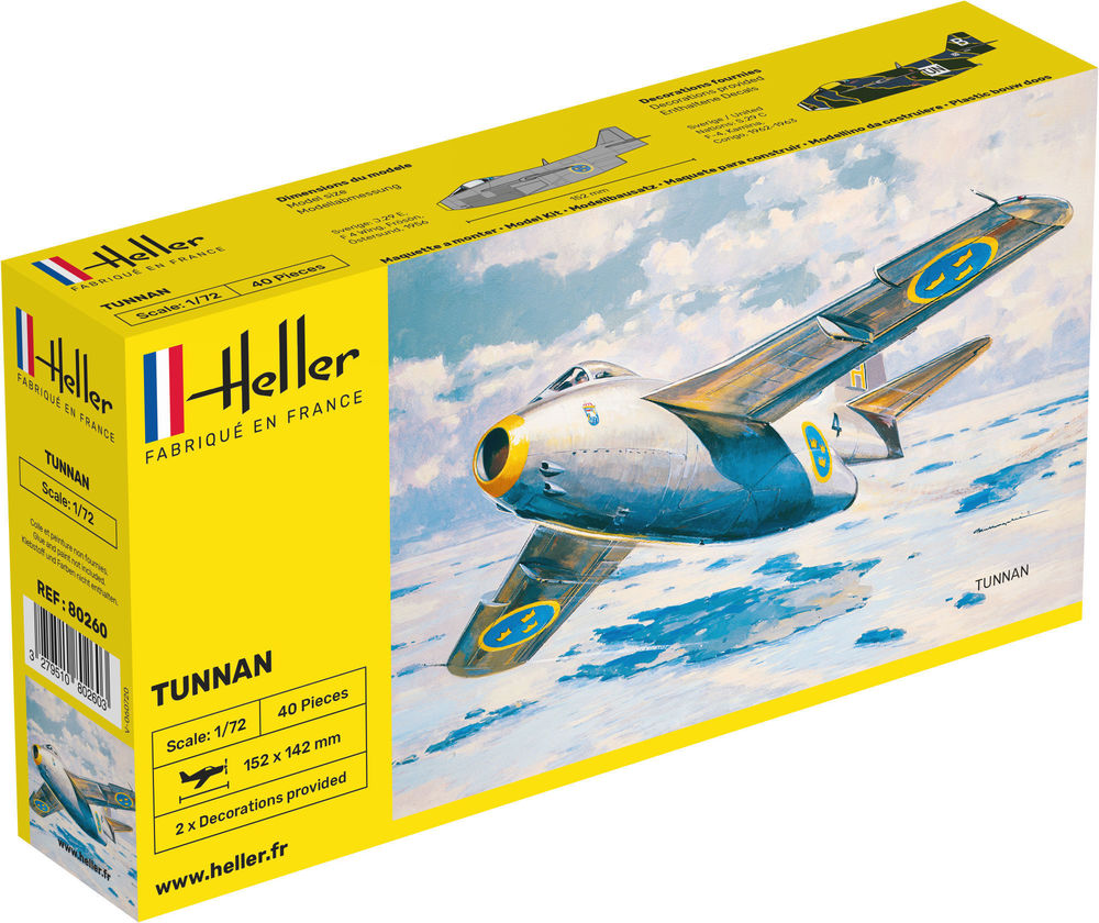 Heller The 9.99 Tunnan 1/72 maquette avion jet suédois