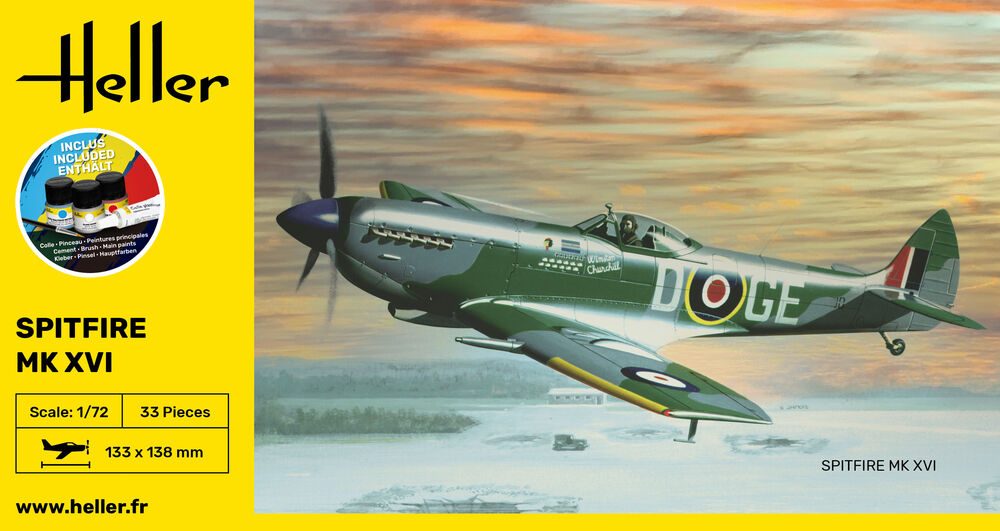 Heller Starter Kit Spitfire 1/72 maquette avion complète