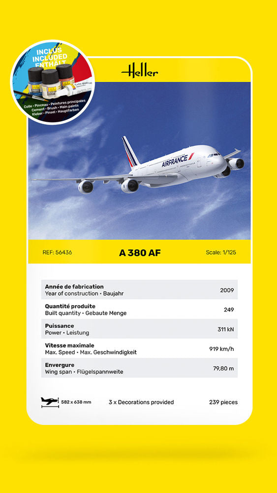 Heller Starter Kit A380 AF maquette 1/125 Air France