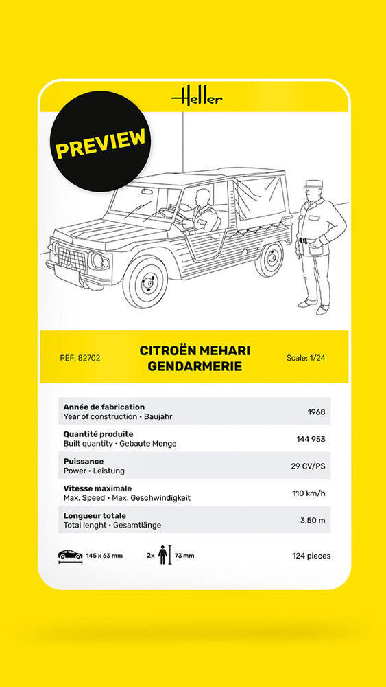 Heller Historical Collection Citroën Méhari maquette 1/24 Gendarmerie