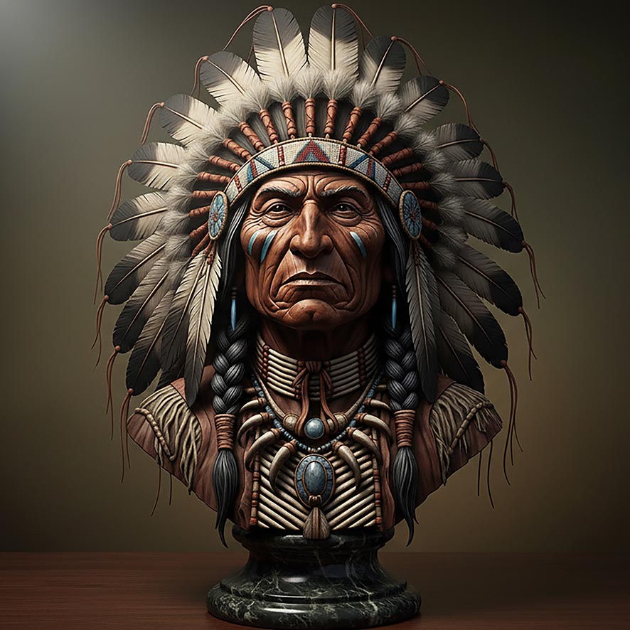 ART GIRONA Busts Sioux Chief buste indien 200mm