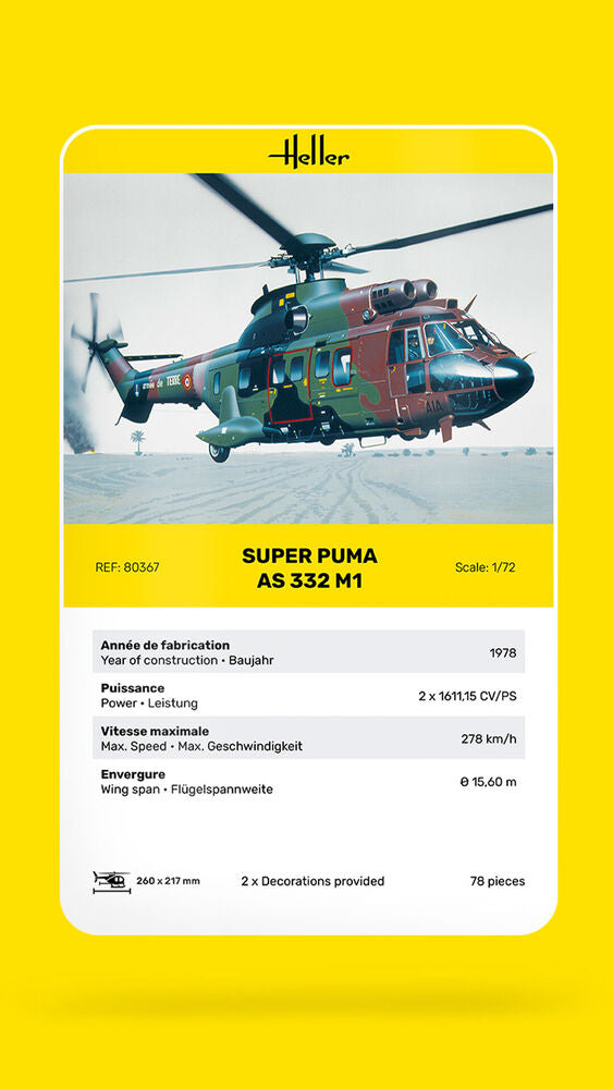 Heller Super Puma AS 332 M1 1/72 maquette hélicoptère militaire