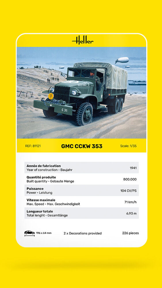 Heller Historical Collection GMC CCKW 353 1/35 maquette camion WWII