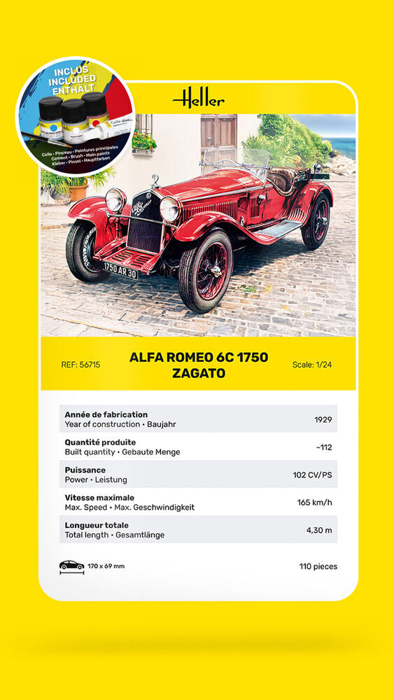 Heller Starter Kit Alfa Romeo 6C 1750 Zagato 1/24 kit maquette