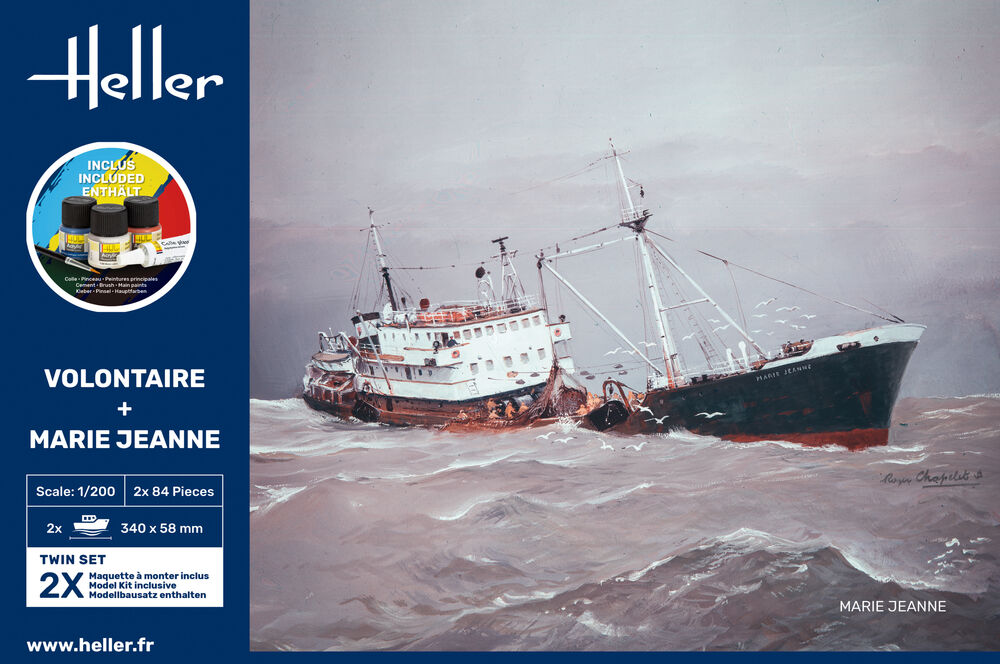 Heller Twinset Starter Kit Volontaire + Marie Jeanne maquette bateau 1/200