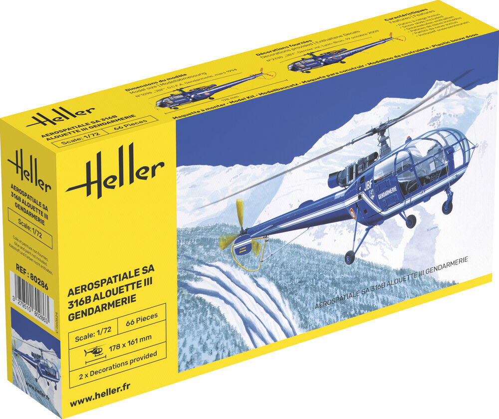 Heller The 9.99 SA 316 Alouette III Gendarmerie hélicoptère 1/72