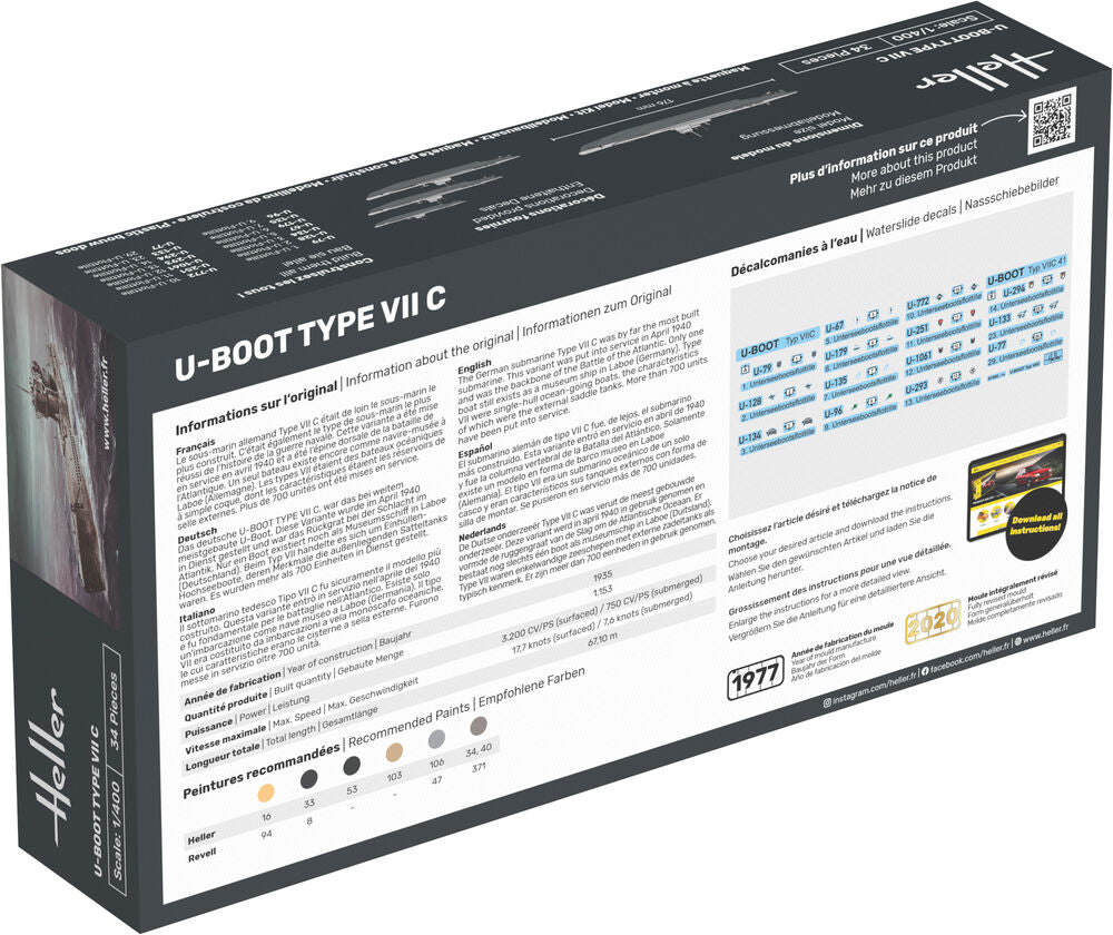 Heller Starter Kit U-Boot Type VII C maquette 1/400