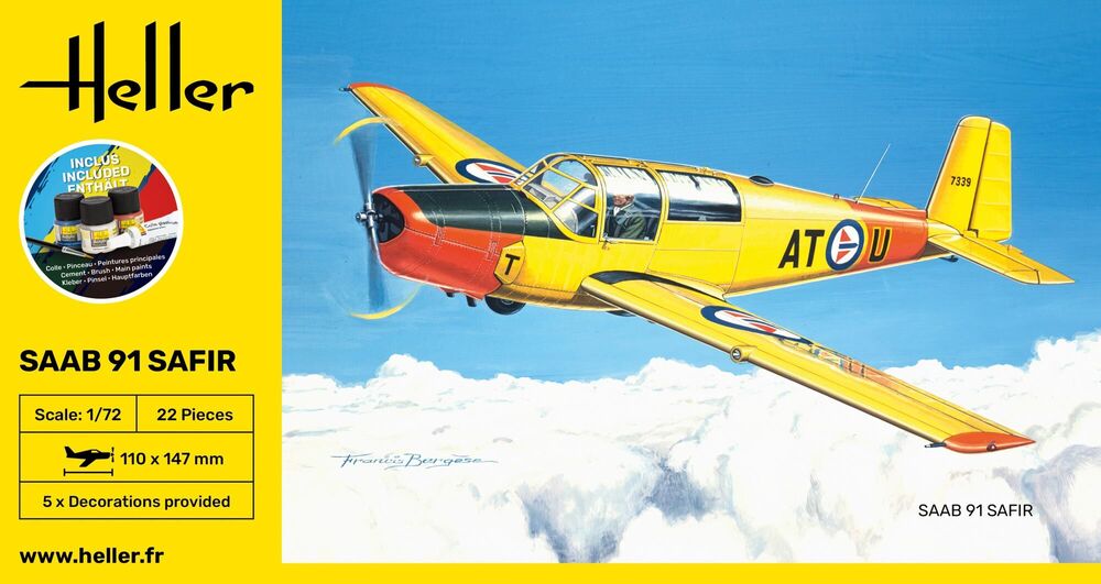 Heller Starter Kit Safir 91 1/72 maquette avion complète