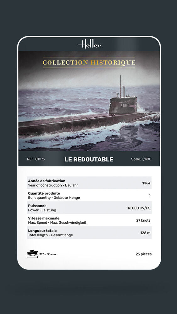 Heller Redoutable U-Boot S/M maquette sous-marin 1/400