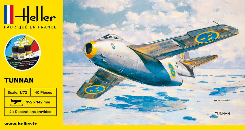 Heller Starter Kit Tunnan 1/72 maquette avion suédois