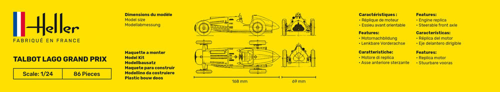 Heller Historical Collection Talbot Lago Grand Prix 1/24 maquette voiture course
